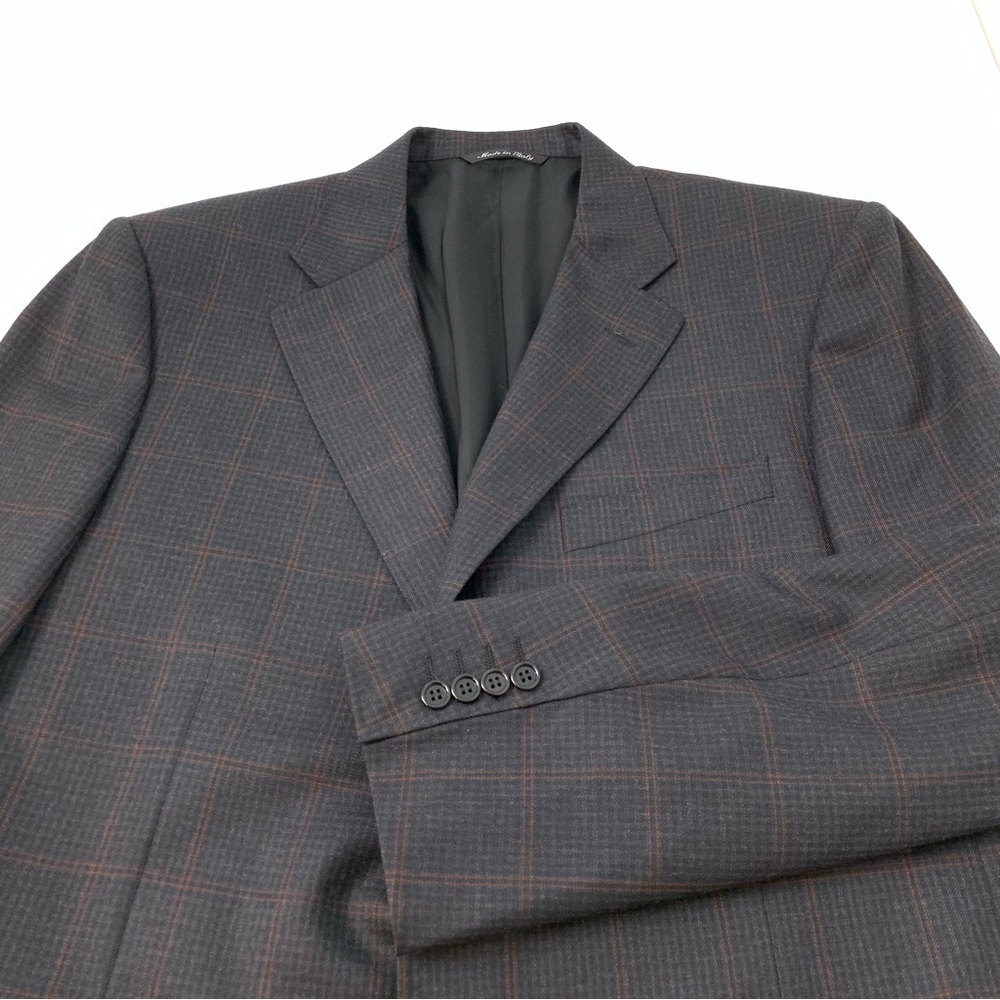 Canali Blazer Wool Super 120’s Gray 2 Buttons Squares Sz 56R Italy Elegant